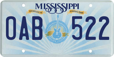 MS license plate OAB522