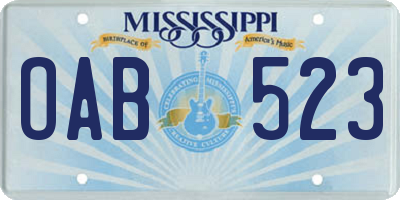 MS license plate OAB523