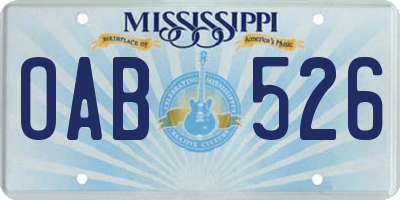 MS license plate OAB526