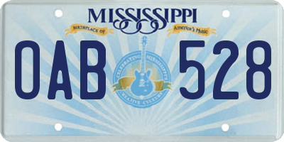 MS license plate OAB528