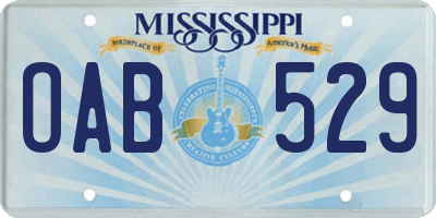 MS license plate OAB529