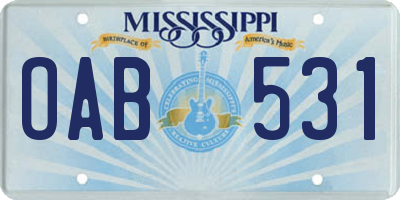 MS license plate OAB531