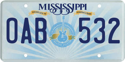MS license plate OAB532