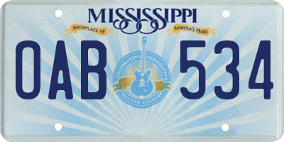 MS license plate OAB534