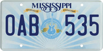 MS license plate OAB535