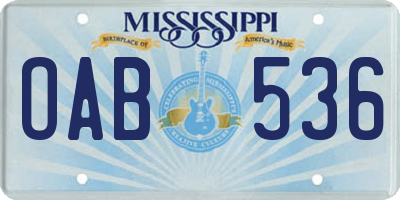 MS license plate OAB536