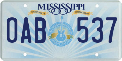 MS license plate OAB537