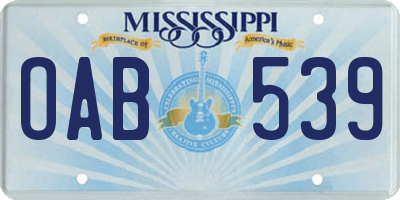 MS license plate OAB539