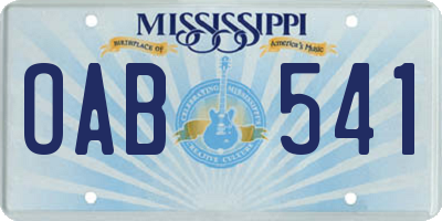 MS license plate OAB541