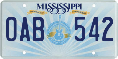 MS license plate OAB542