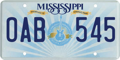 MS license plate OAB545