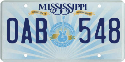 MS license plate OAB548
