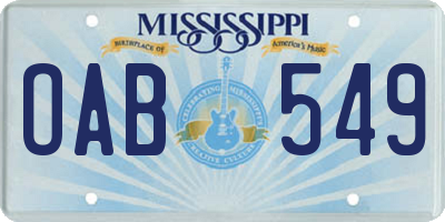 MS license plate OAB549