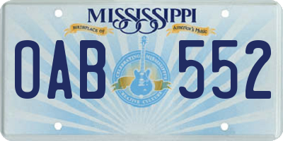 MS license plate OAB552