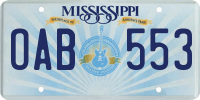 MS license plate OAB553