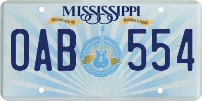 MS license plate OAB554