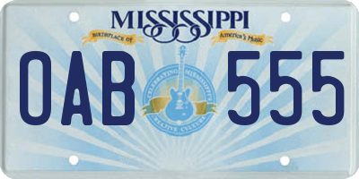 MS license plate OAB555