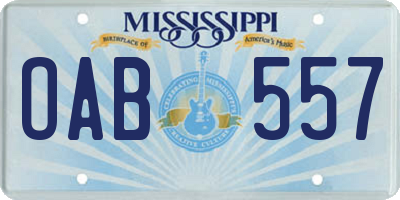 MS license plate OAB557