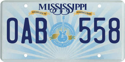 MS license plate OAB558