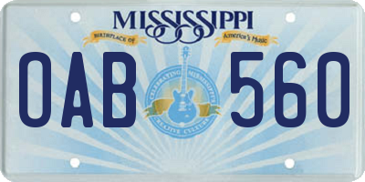 MS license plate OAB560