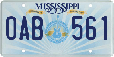 MS license plate OAB561