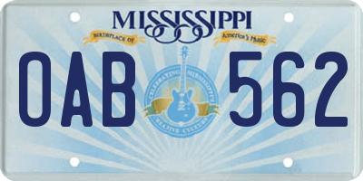 MS license plate OAB562