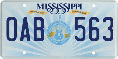 MS license plate OAB563