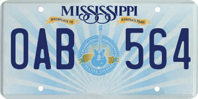 MS license plate OAB564