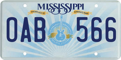 MS license plate OAB566