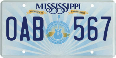MS license plate OAB567