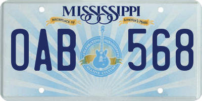 MS license plate OAB568