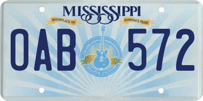 MS license plate OAB572
