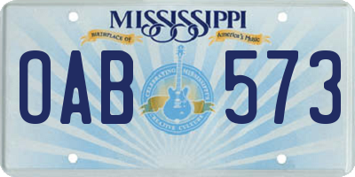 MS license plate OAB573