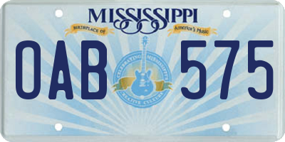 MS license plate OAB575