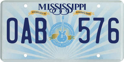 MS license plate OAB576