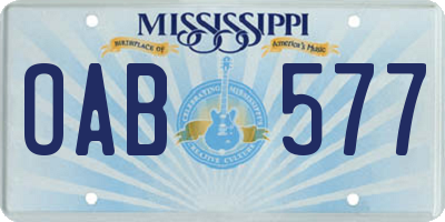MS license plate OAB577
