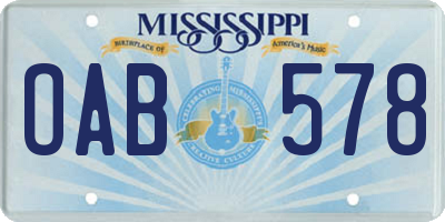 MS license plate OAB578