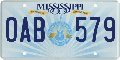MS license plate OAB579