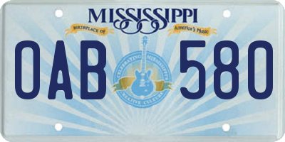 MS license plate OAB580