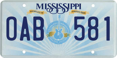 MS license plate OAB581