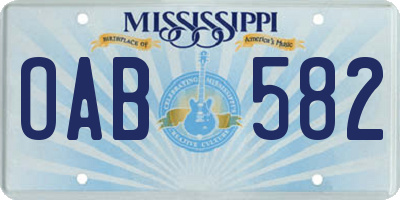 MS license plate OAB582