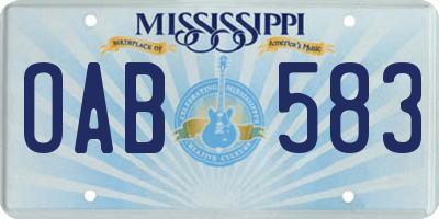 MS license plate OAB583