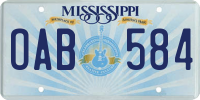 MS license plate OAB584