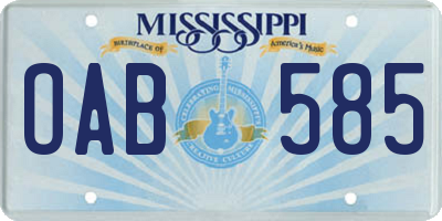 MS license plate OAB585