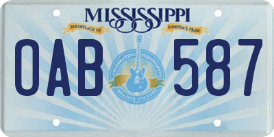 MS license plate OAB587