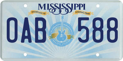 MS license plate OAB588