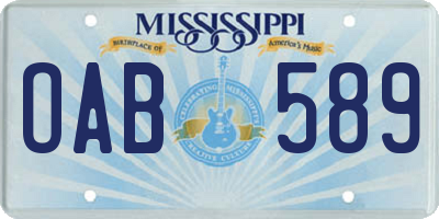 MS license plate OAB589