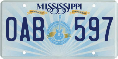 MS license plate OAB597