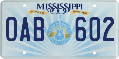 MS license plate OAB602