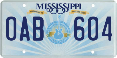 MS license plate OAB604